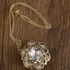 Gorgeous Large Faceted Rhinestone Pendant Necklace NWOT